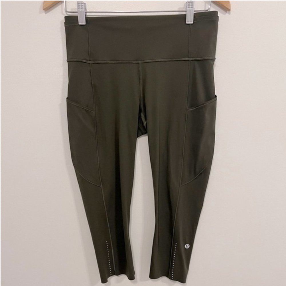Lululemon Fast & Free Crop II *Nulux 19" Dark Olive 4 - Picture 7 of 16